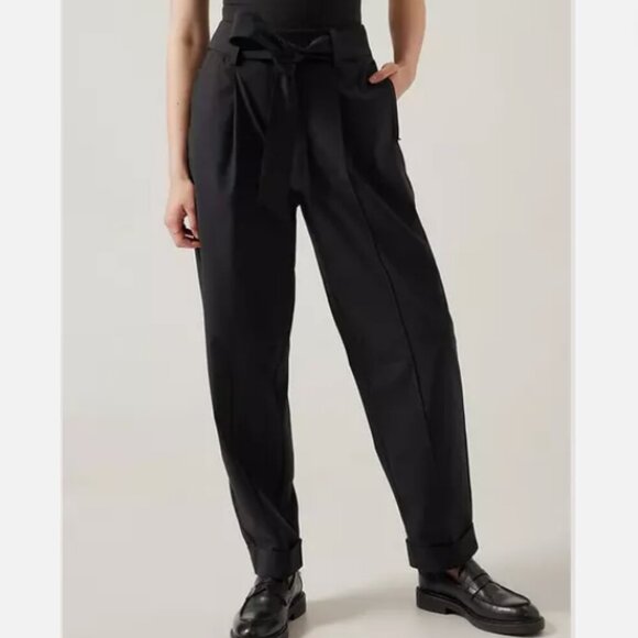 Athleta Cardiff Pant - Blue |‎ Size 0 | Comfy Work Pants | Paper Bag Waist - Picture 2 of 11